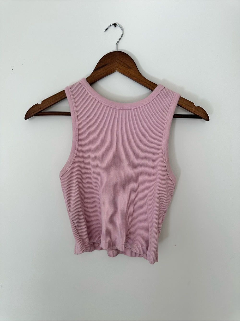 Uniqlo Ribbed Crop Tank Top - Light Pink